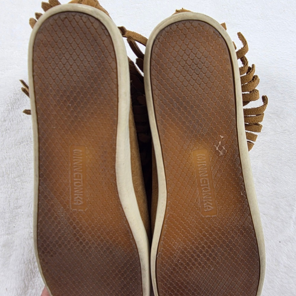 Minnetonka Back Zip Fringe Bootie Womens 8.5 Brown Good Suede Beaded 463S - Picture 5 of 6